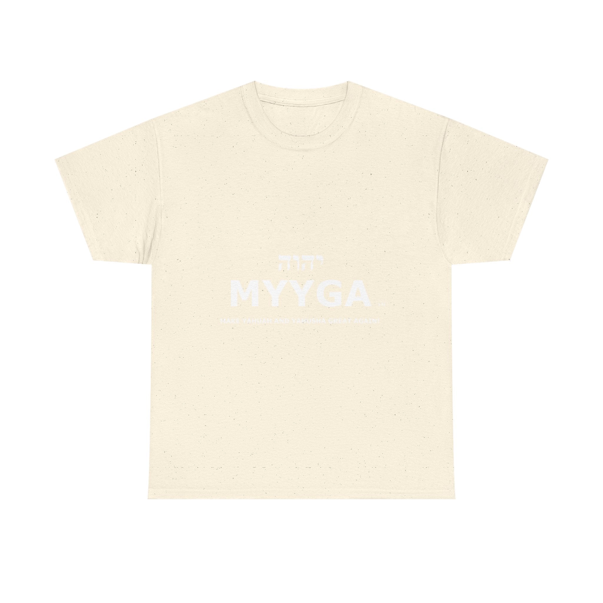MYYGA - Make Yahuah And Yahusha Great Again - logo tee | Hebrew lettering graphic shirt