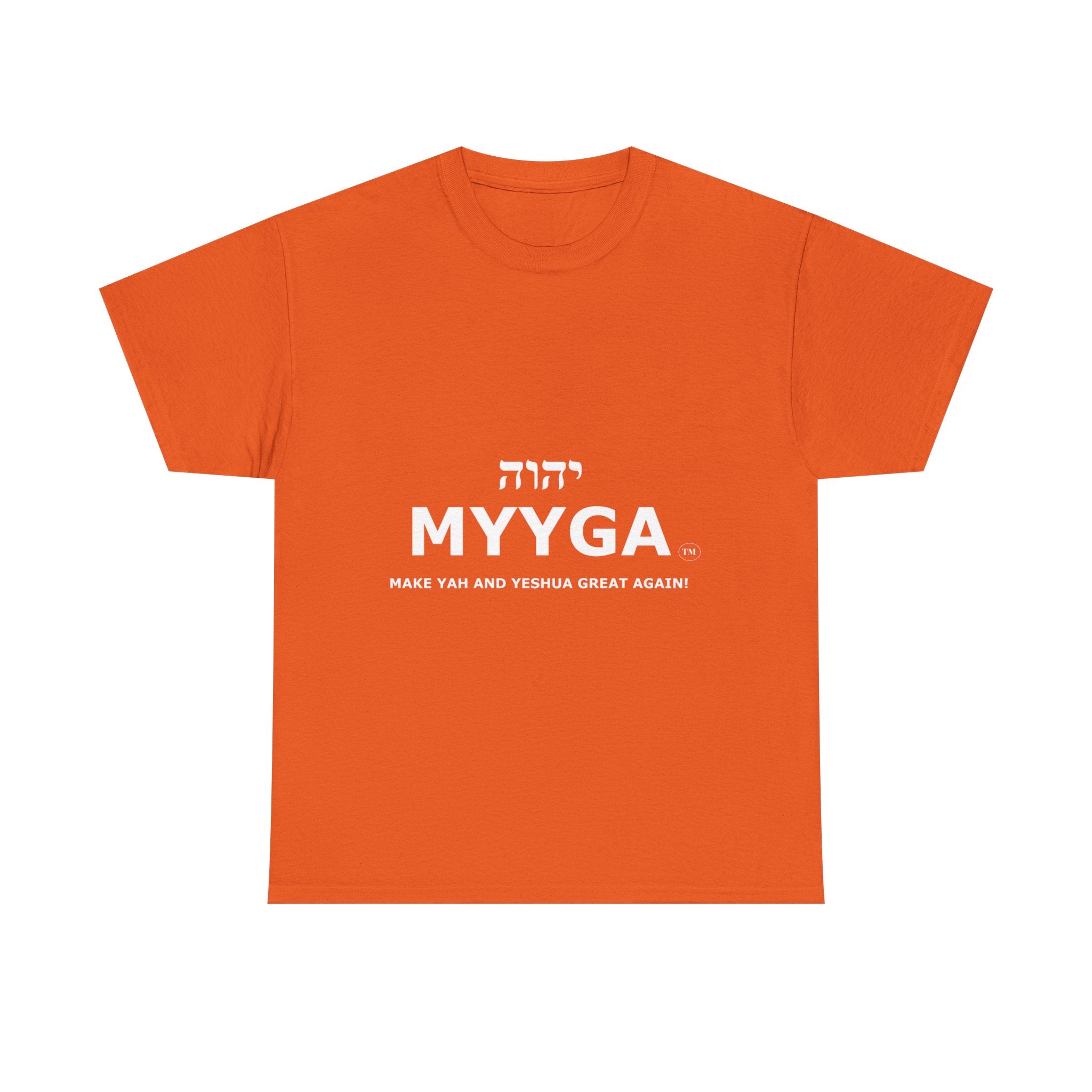 MYYGA - Make Yah And Yahshua Great Again - logo tee | Hebrew lettering graphic shirt
