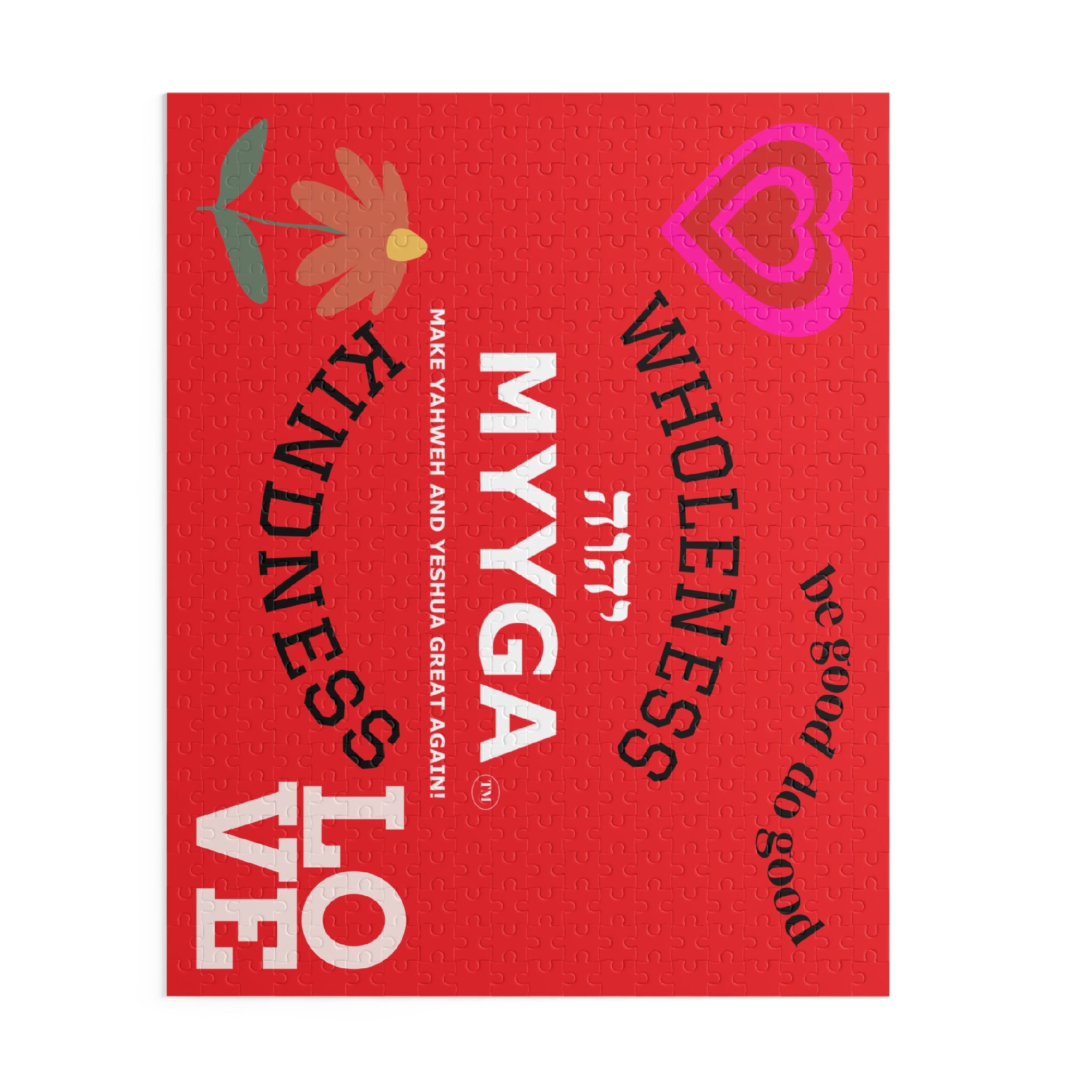 MYYGA - Make Yahweh And Yeshua Great Again - Puzzle | red logo Hebrew text, jigsaw