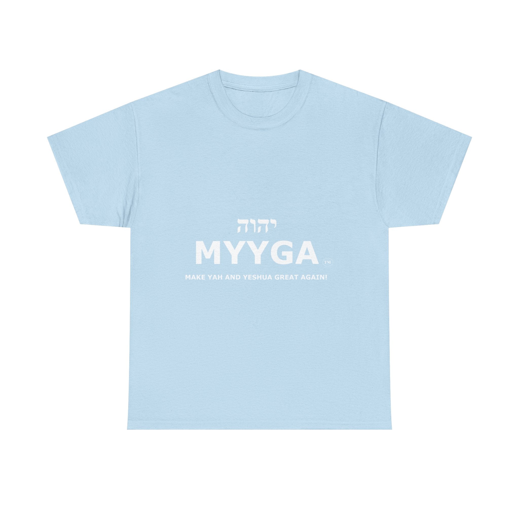 MYYGA - Make Yah And Yahshua Great Again - logo tee | Hebrew lettering graphic shirt