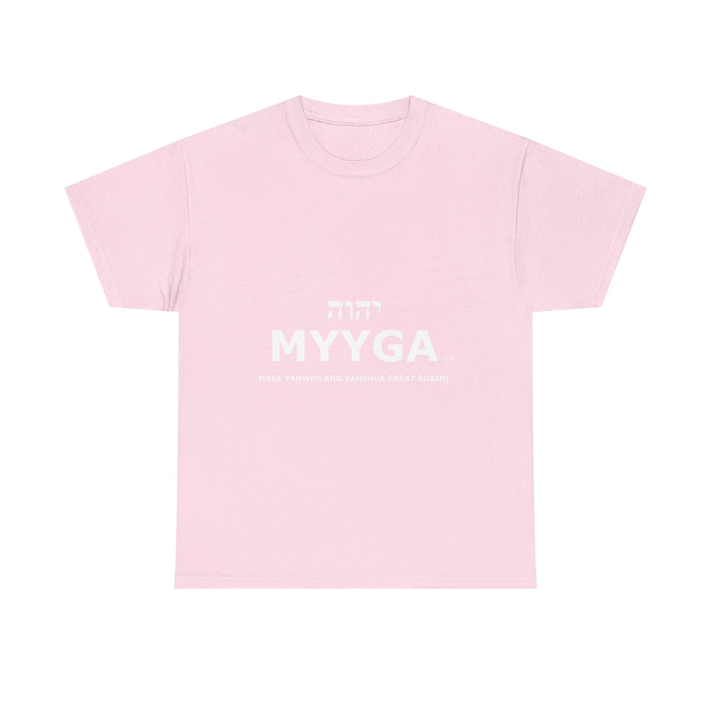 MYYGA - Make Yahweh And Yahshua Great Again - logo tee | Hebrew lettering graphic shirt