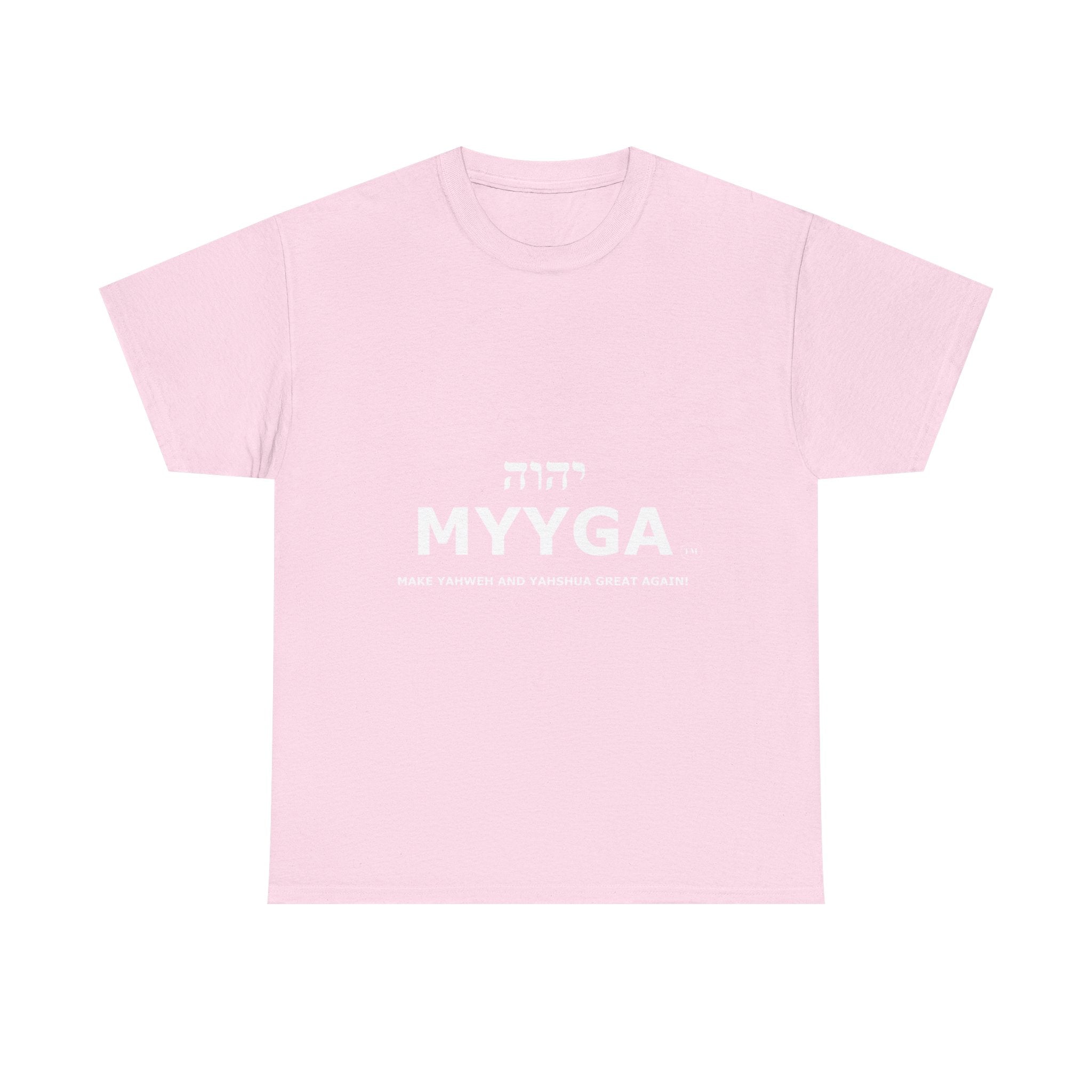 MYYGA - Make Yahweh And Yahshua Great Again - logo tee | Hebrew lettering graphic shirt