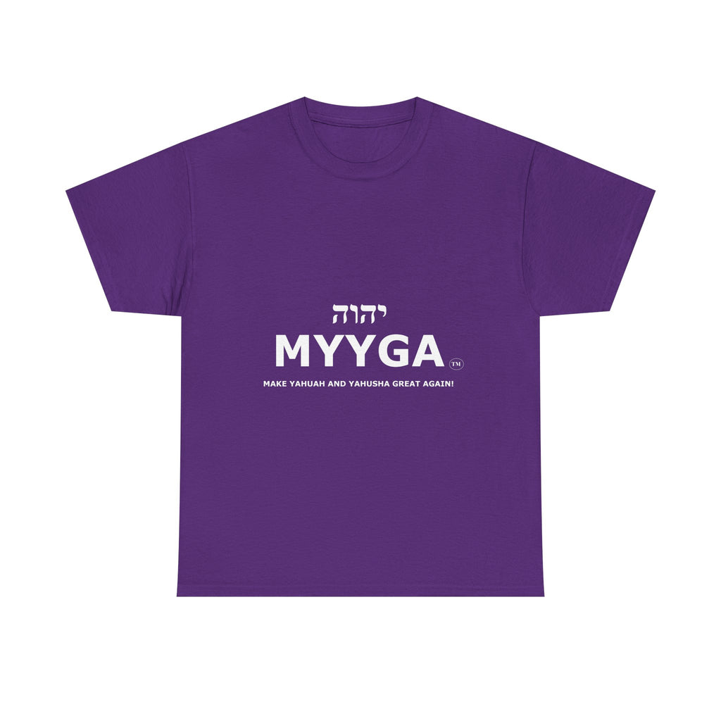 MYYGA - Make Yahuah And Yahusha Great Again - logo tee | Hebrew lettering graphic shirt