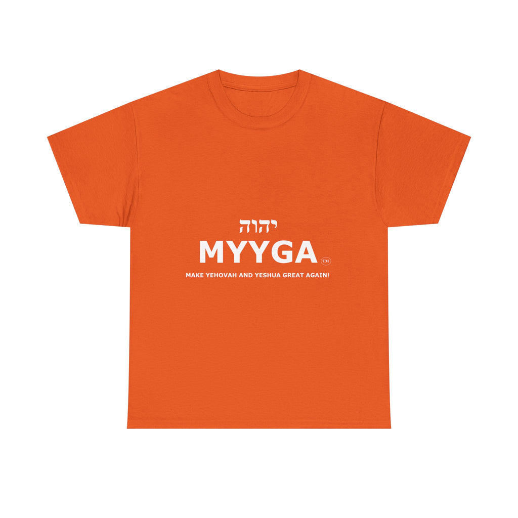 MYYGA - Make Yehovah And Yeshua Great Again - logo tee | Hebrew lettering graphic shirt