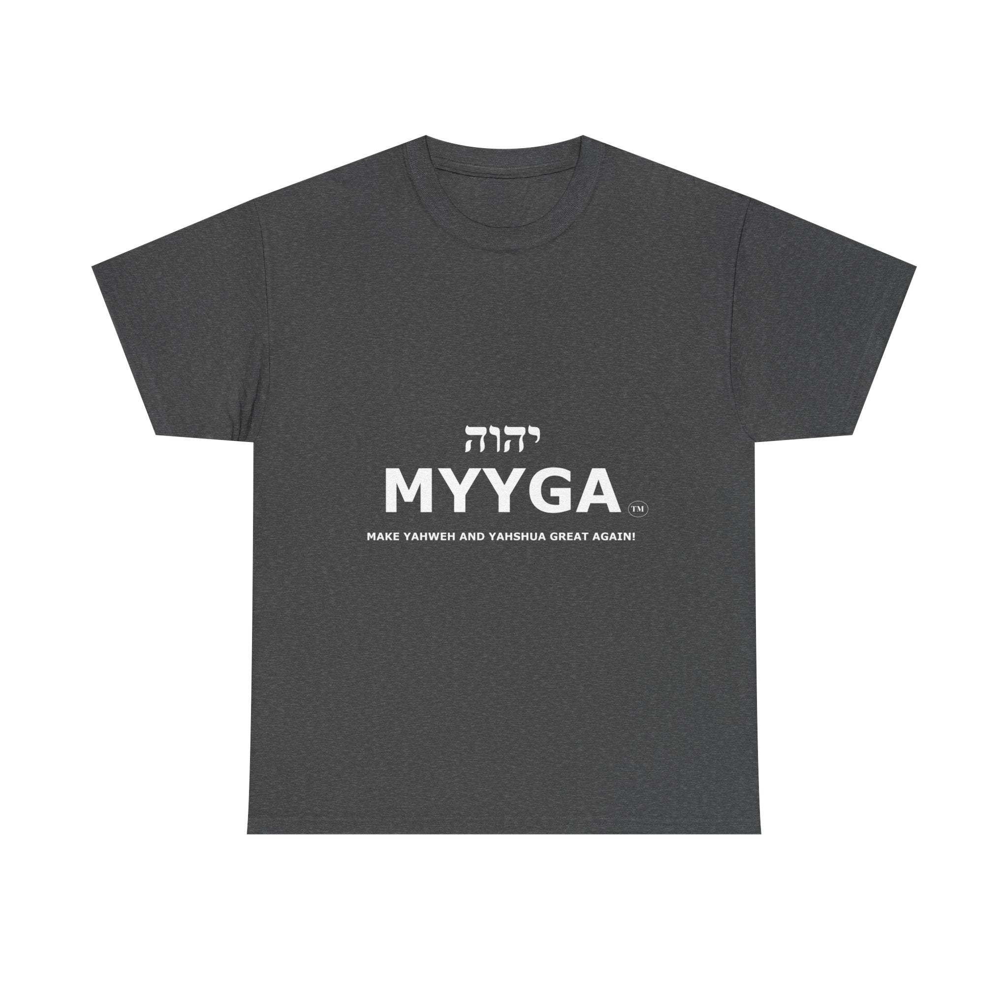 MYYGA - Make Yahweh And Yahshua Great Again - logo tee | Hebrew lettering graphic shirt