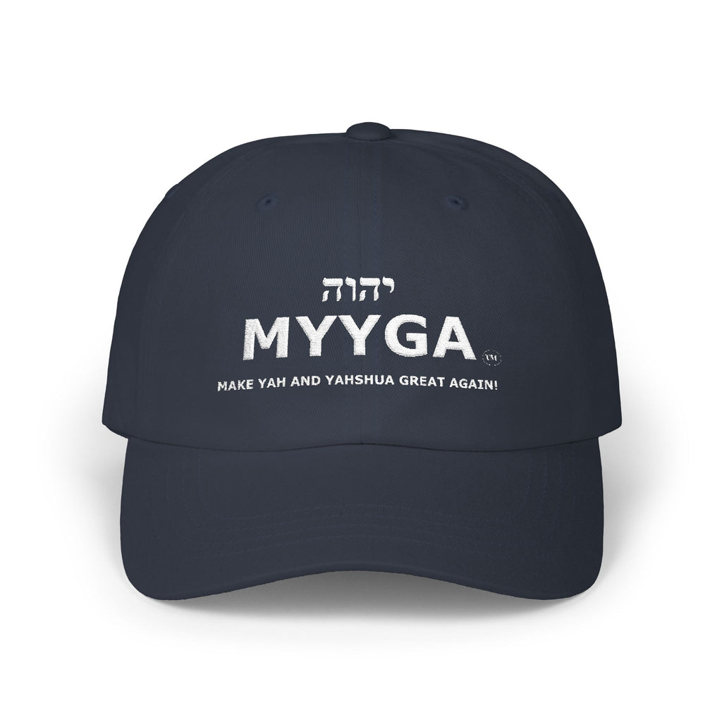 MYYGA - Make Yah And Yeshua Great Again - distressed logo Classic Dad Cap | vintage embroidered baseball hat
