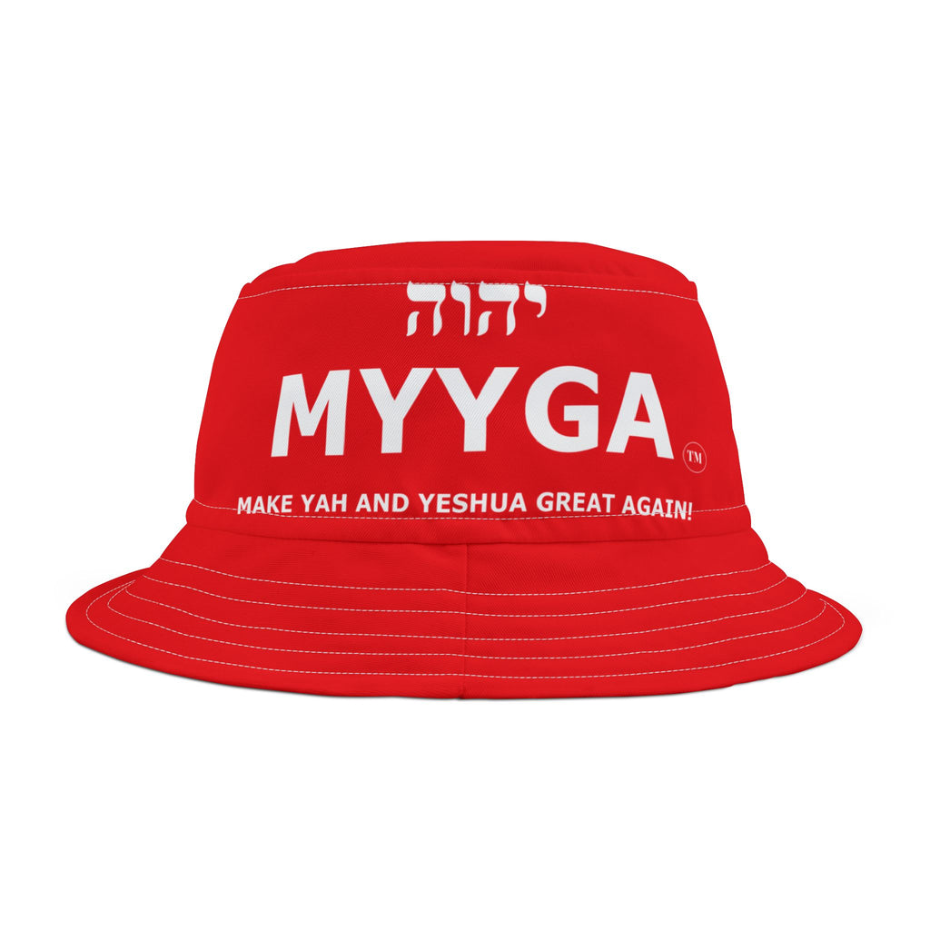 MYYGA - Make Yah And Yahshua Great Again - Solid Red Bucket Hat | All-Over Print Bucket Hat