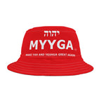 MYYGA - Make Yah And Yahshua Great Again - Solid Red Bucket Hat | All-Over Print Bucket Hat