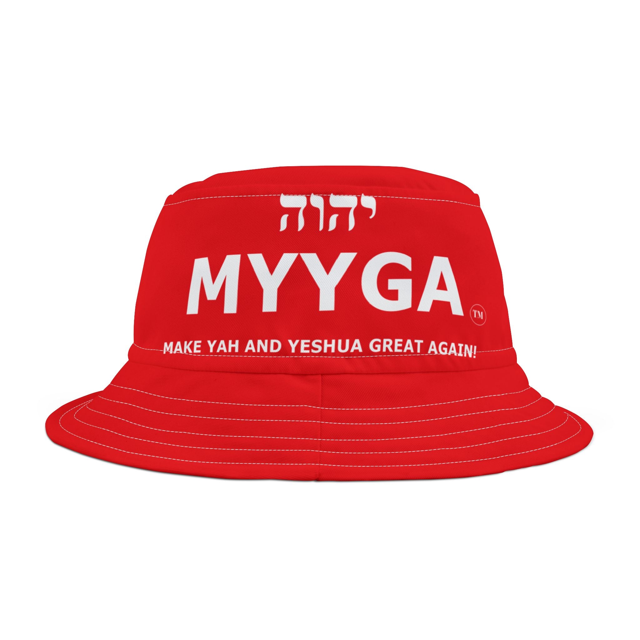 MYYGA - Make Yah And Yahshua Great Again - Solid Red Bucket Hat | All-Over Print Bucket Hat