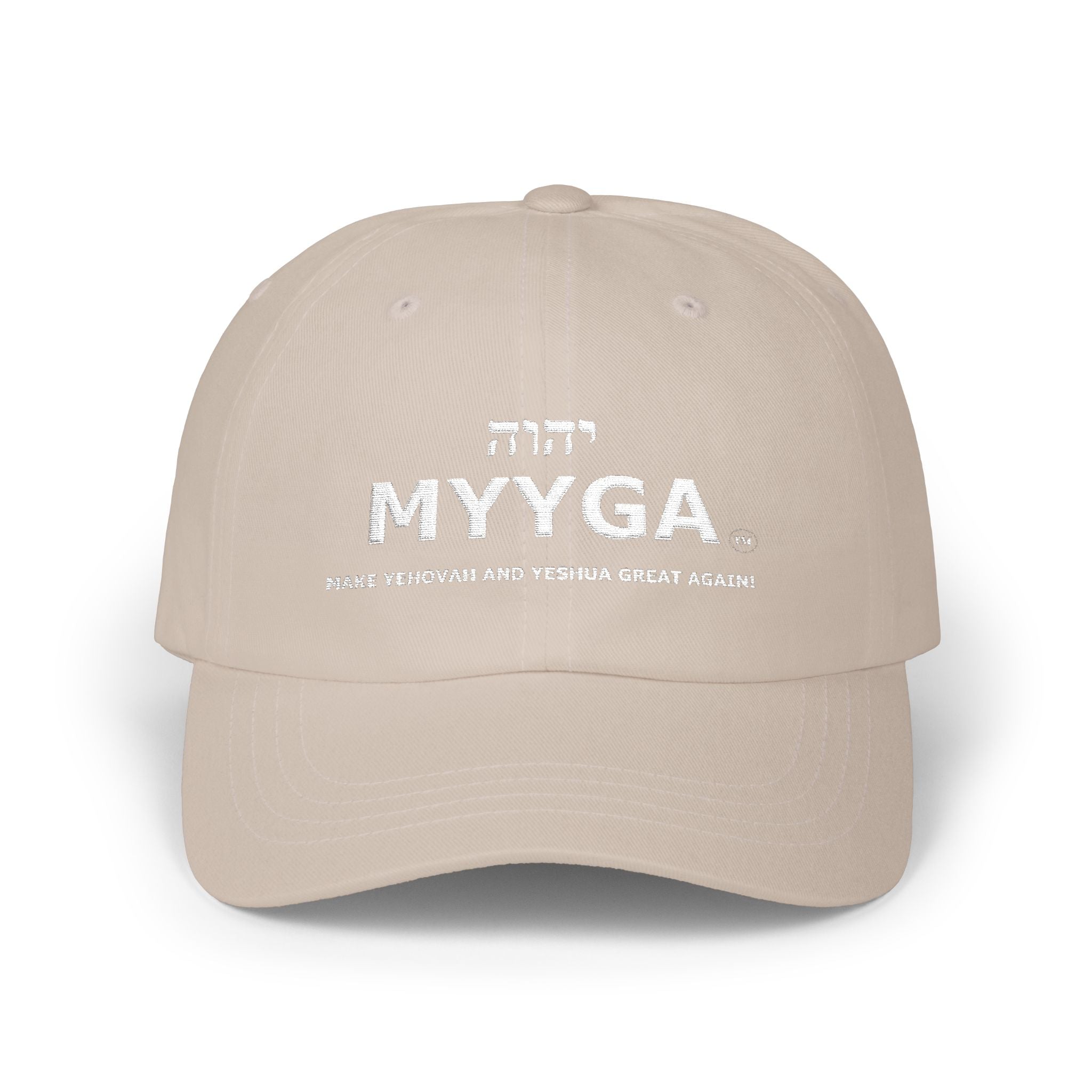 MYYGA - Make Yehovah And Yeshua Great Again - distressed logo Classic Dad Cap | vintage embroidered baseball hat