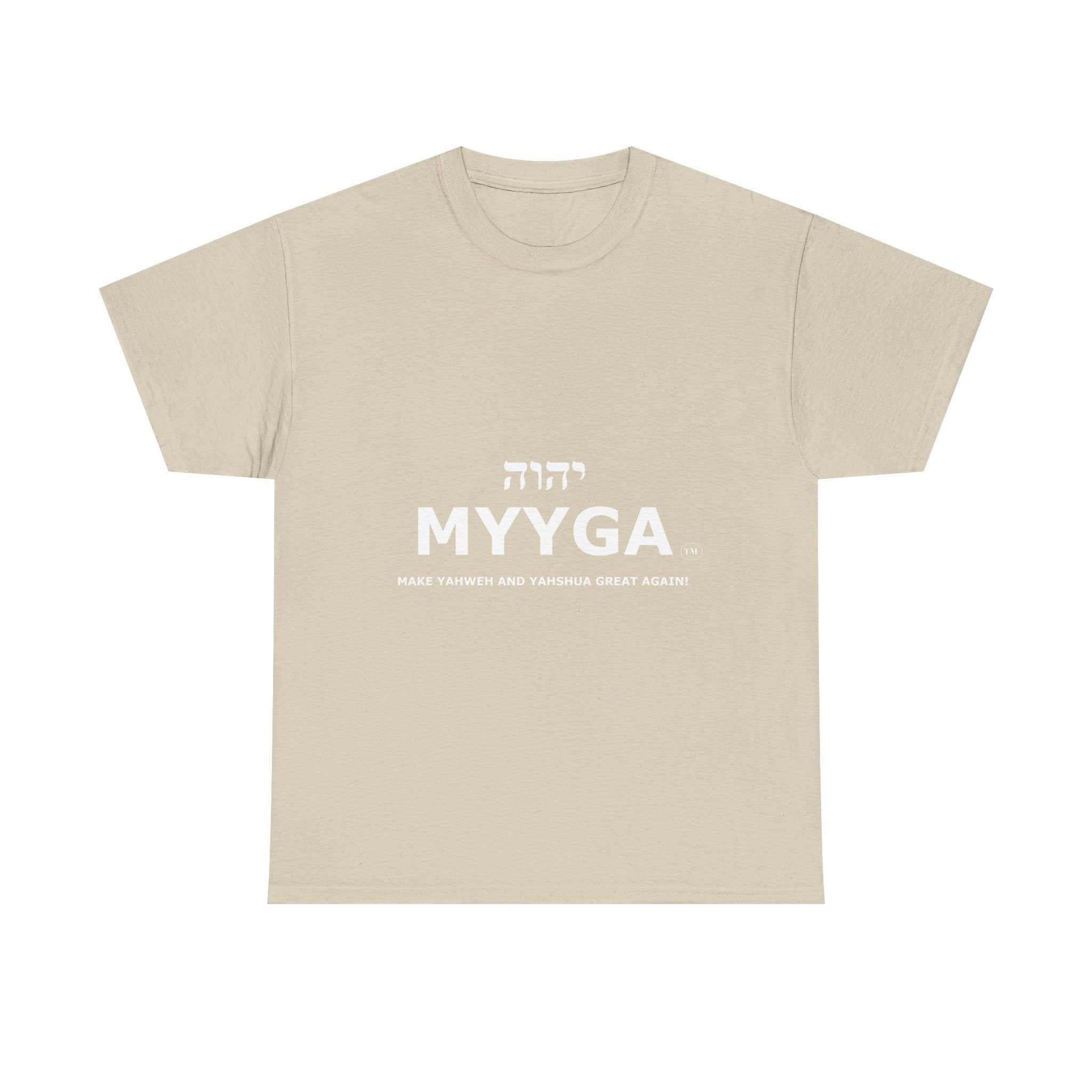 MYYGA - Make Yahweh And Yahshua Great Again - logo tee | Hebrew lettering graphic shirt