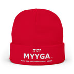 MYYGA - Make Yah And Yeshua Great Again - Embroidered Knit Beanie | Distressed Hebrew Accent
