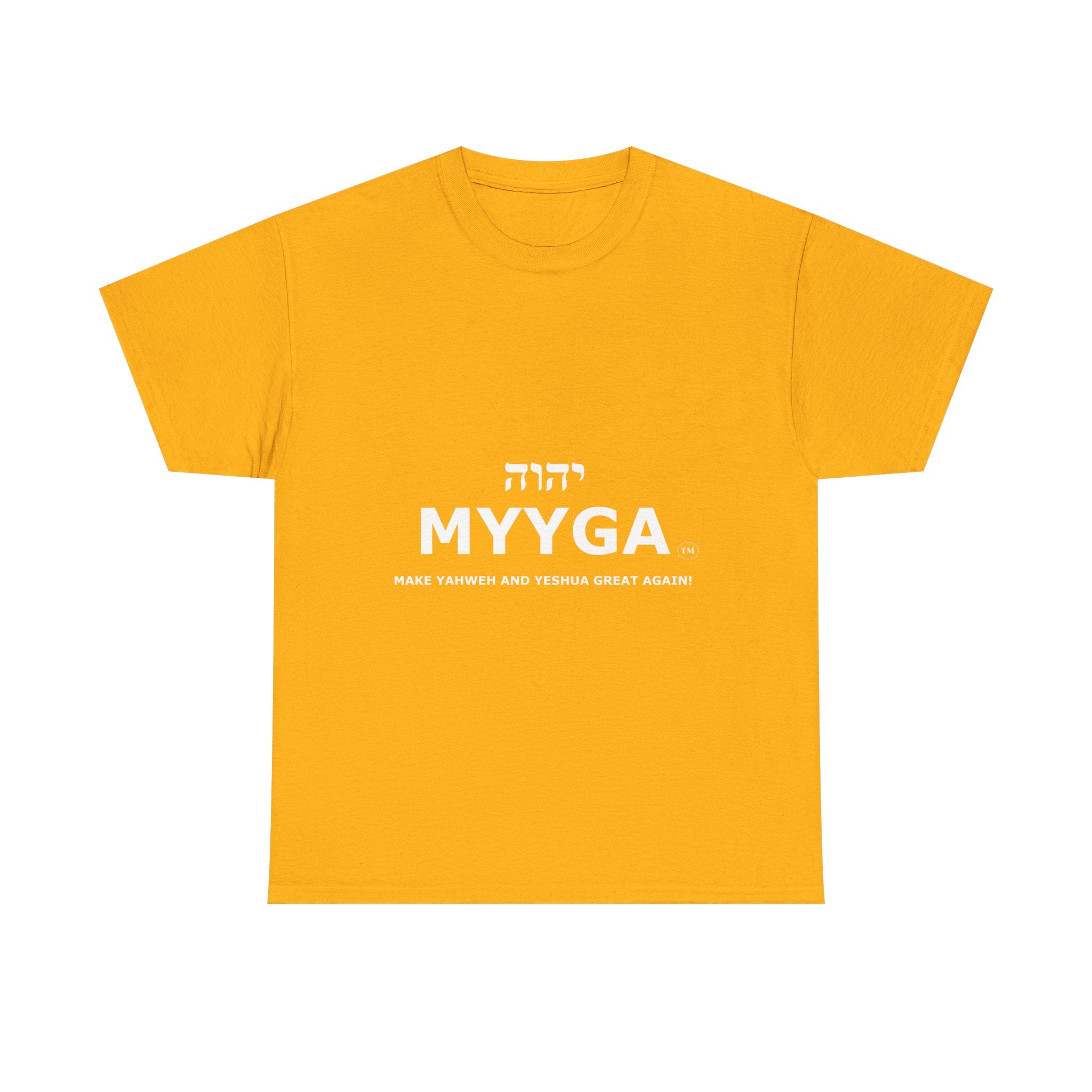 MYYGA - Make Yahweh And Yeshua Great Again - logo tee | Hebrew lettering graphic shirt