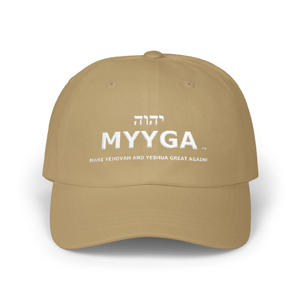 MYYGA - Make Yehovah And Yeshua Great Again - distressed logo Classic Dad Cap | vintage embroidered baseball hat