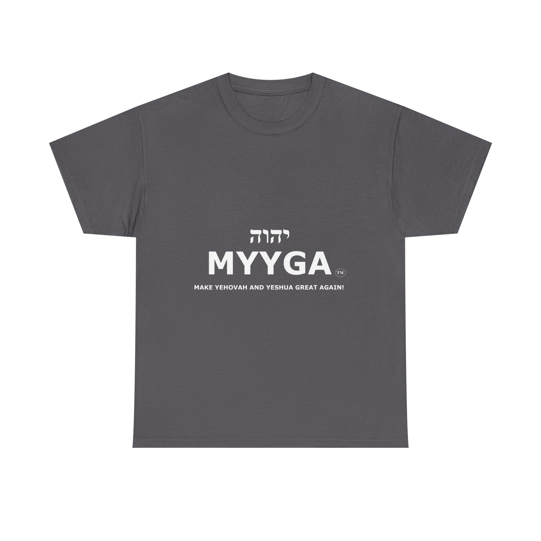 MYYGA - Make Yehovah And Yeshua Great Again - logo tee | Hebrew lettering graphic shirt