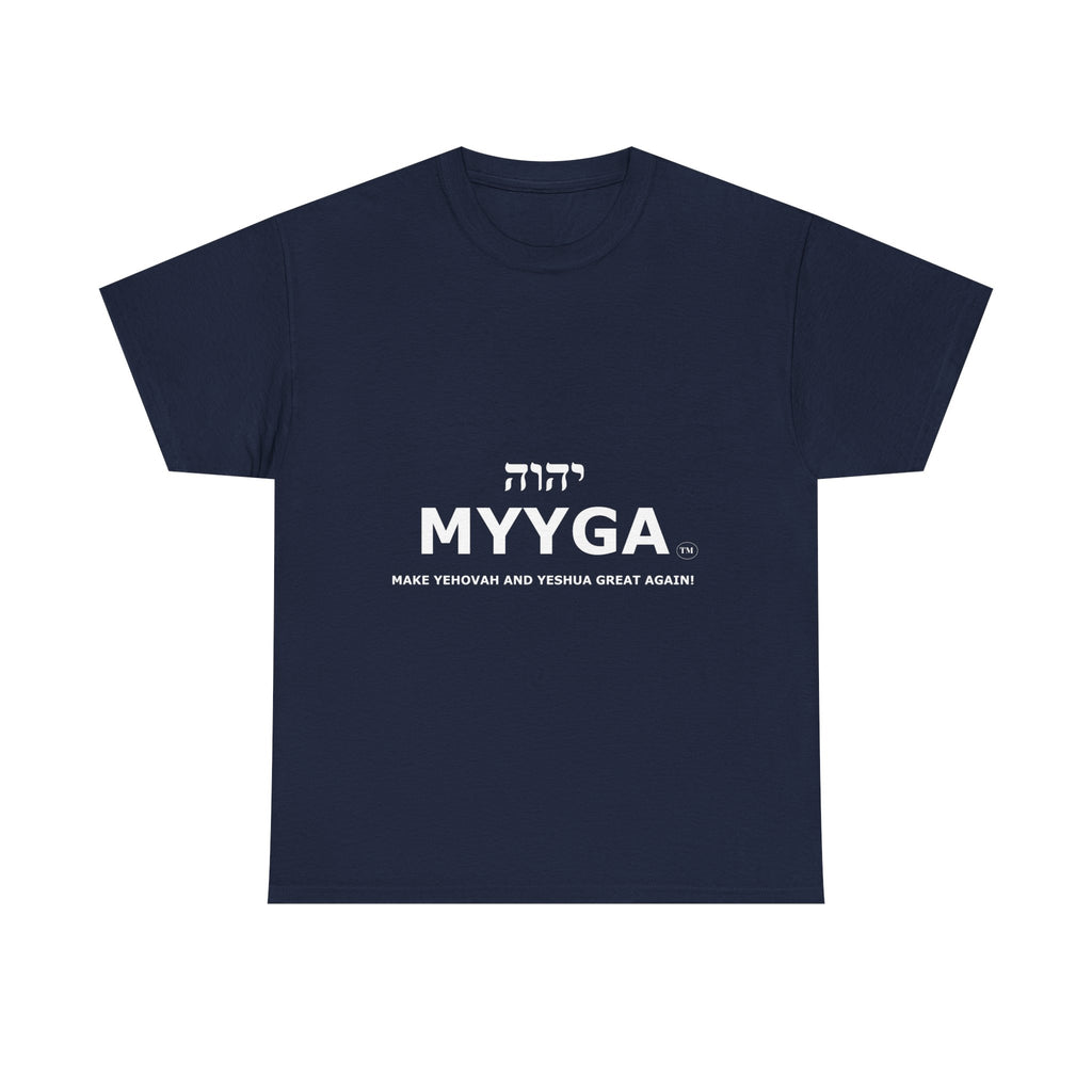 MYYGA - Make Yehovah And Yeshua Great Again - logo tee | Hebrew lettering graphic shirt