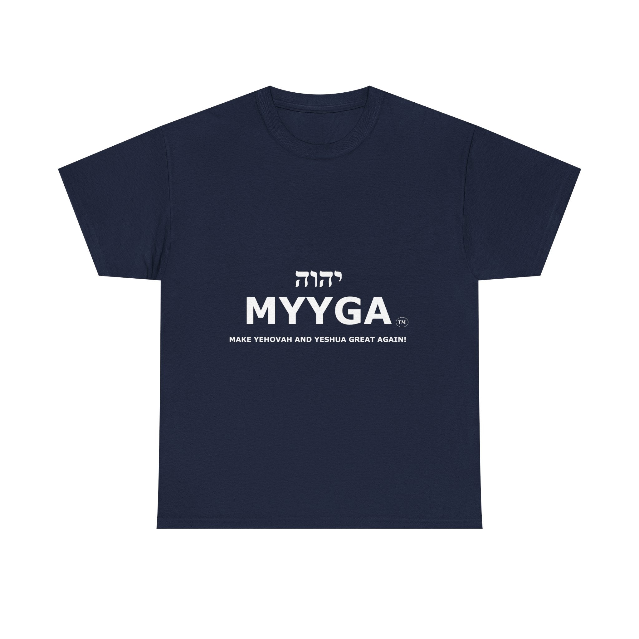 MYYGA - Make Yehovah And Yeshua Great Again - logo tee | Hebrew lettering graphic shirt