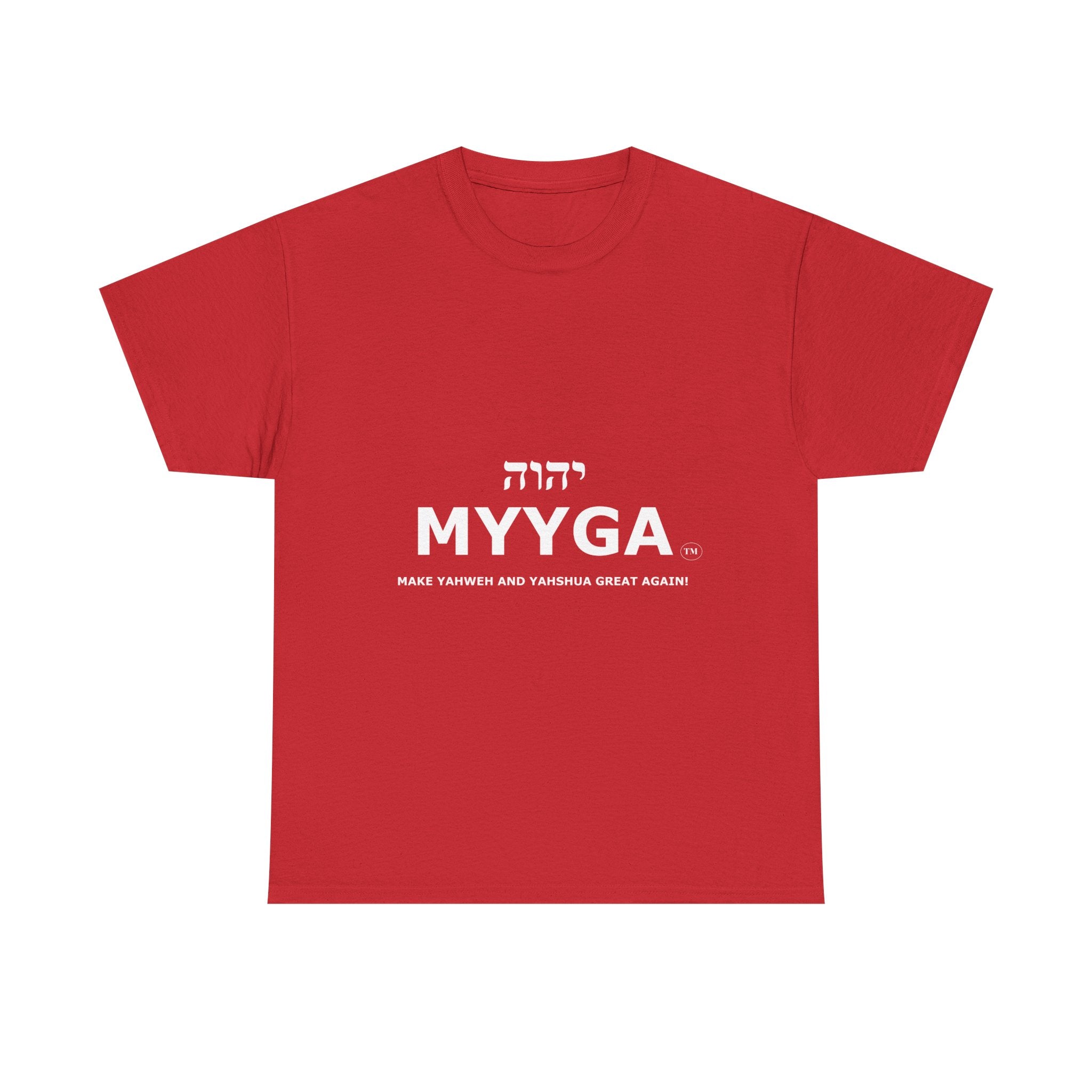 MYYGA - Make Yahweh And Yahshua Great Again - logo tee | Hebrew lettering graphic shirt