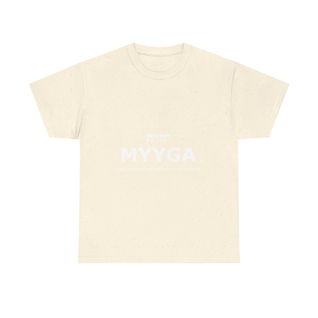 MYYGA - Make Yahweh And Yahshua Great Again - logo tee | Hebrew lettering graphic shirt