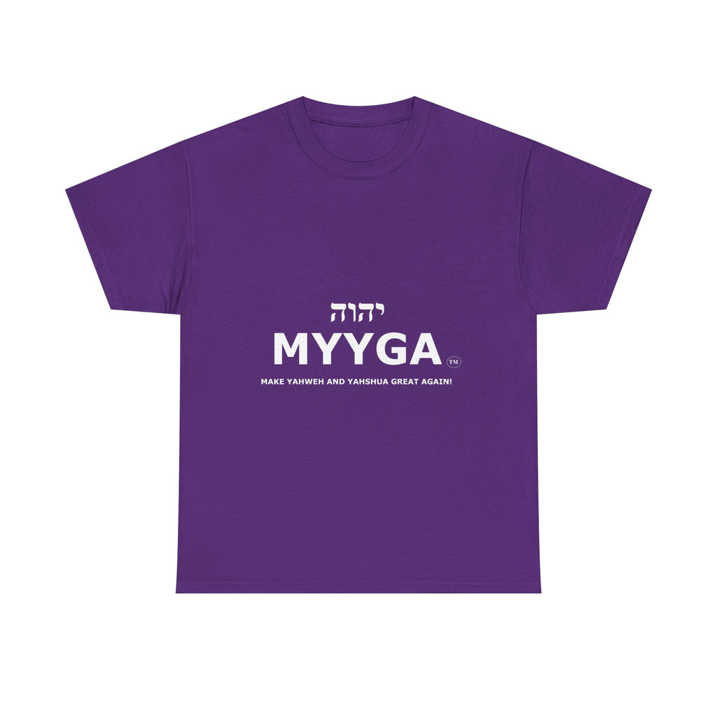 MYYGA - Make Yahweh And Yahshua Great Again - logo tee | Hebrew lettering graphic shirt