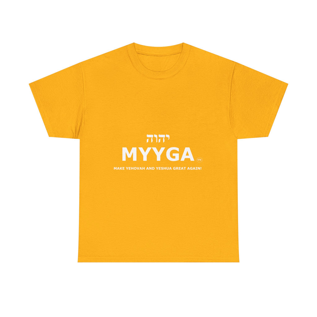 MYYGA - Make Yehovah And Yeshua Great Again - logo tee | Hebrew lettering graphic shirt