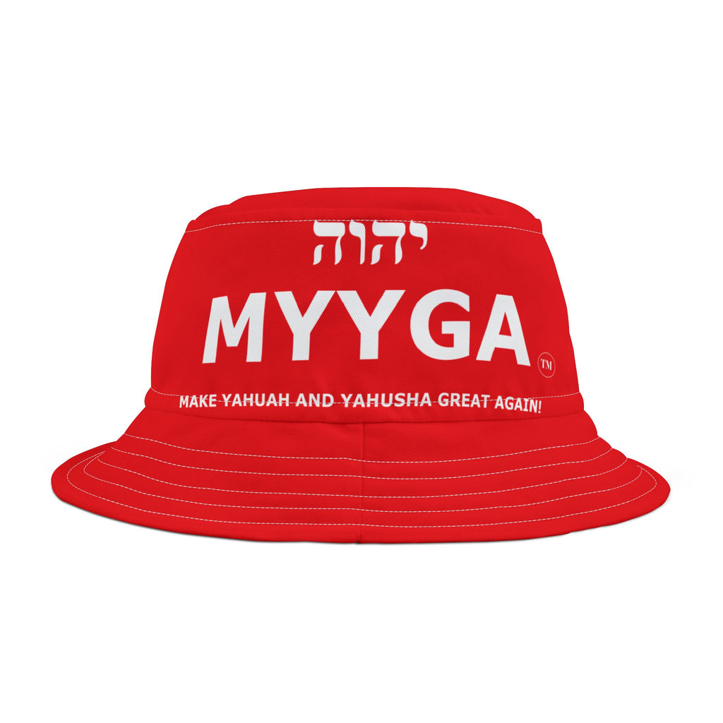MYYGA - Make Yahuah And Yahusha Great Again - Solid Red Bucket Hat | All-Over Print Bucket Hat