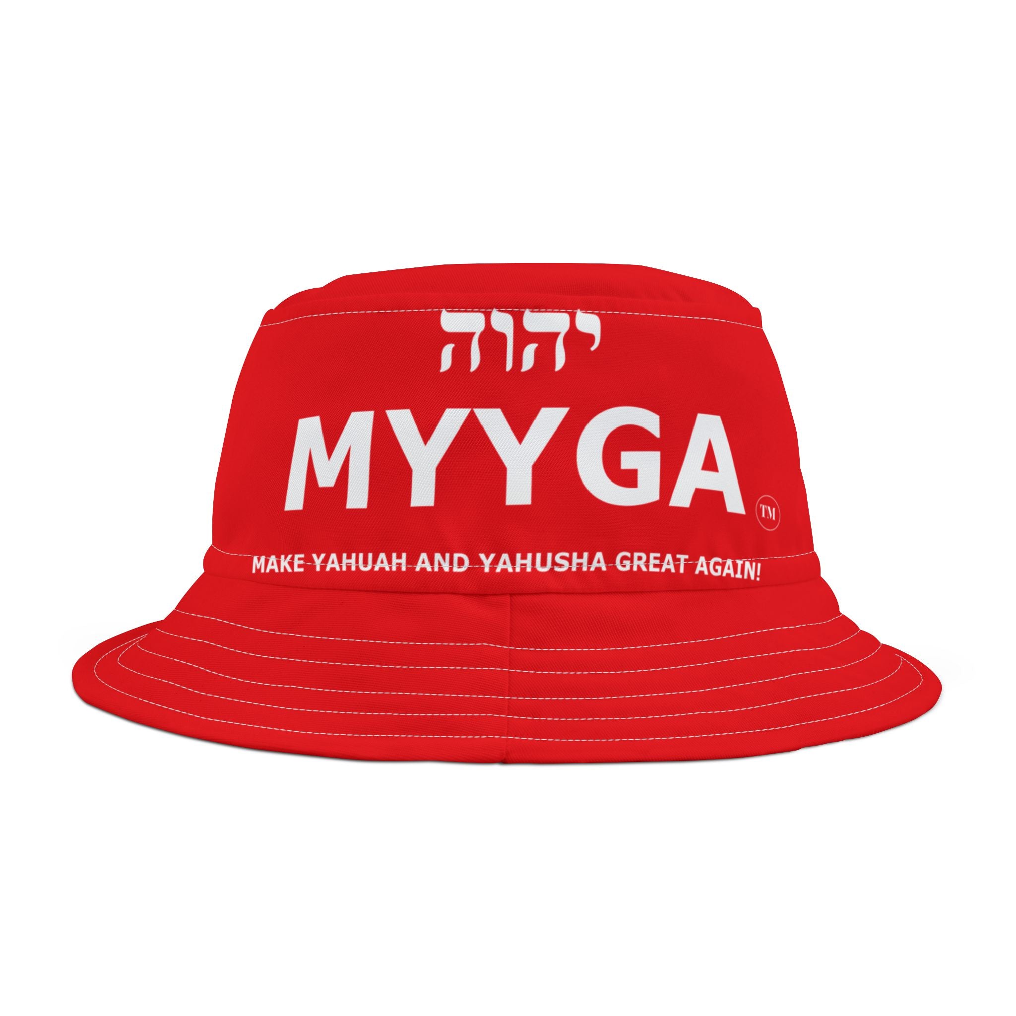 MYYGA - Make Yahuah And Yahusha Great Again - Solid Red Bucket Hat | All-Over Print Bucket Hat