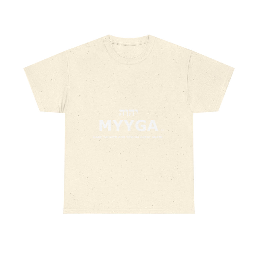 MYYGA - Make Yahweh And Yeshua Great Again - logo tee | Hebrew lettering graphic shirt