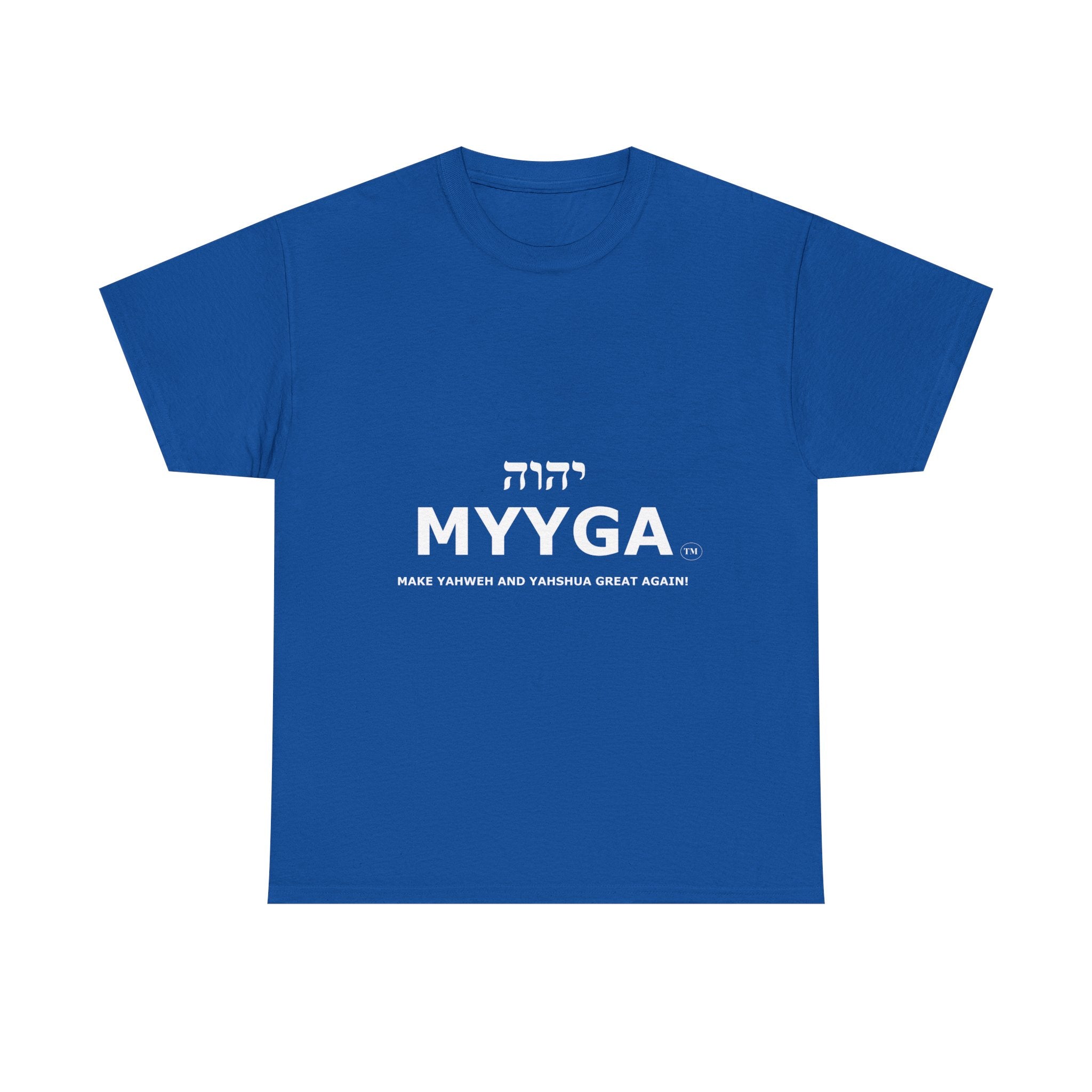 MYYGA - Make Yahweh And Yahshua Great Again - logo tee | Hebrew lettering graphic shirt