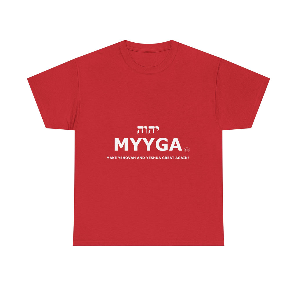 MYYGA - Make Yehovah And Yeshua Great Again - logo tee | Hebrew lettering graphic shirt
