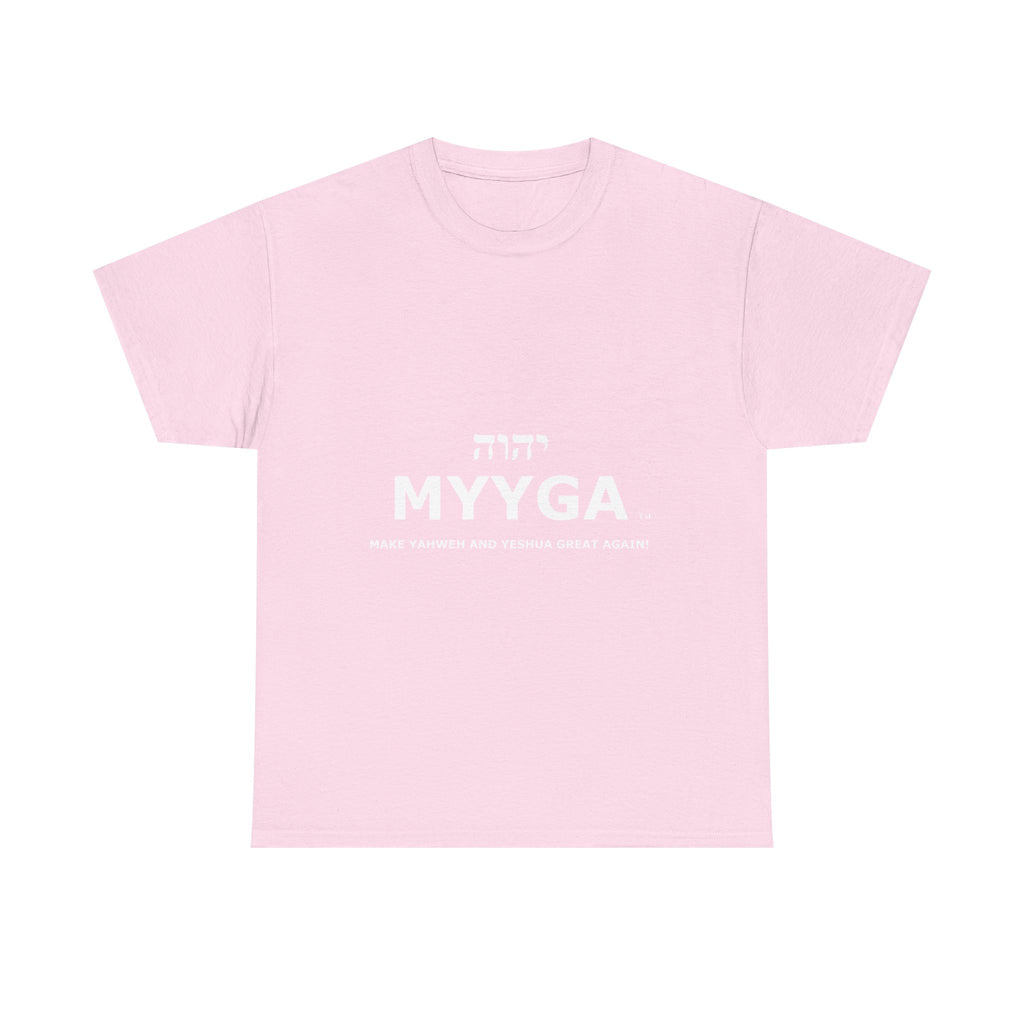 MYYGA - Make Yahweh And Yeshua Great Again - logo tee | Hebrew lettering graphic shirt
