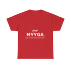 MYYGA - Make Yah And Yahshua Great Again - logo tee | Hebrew lettering graphic shirt