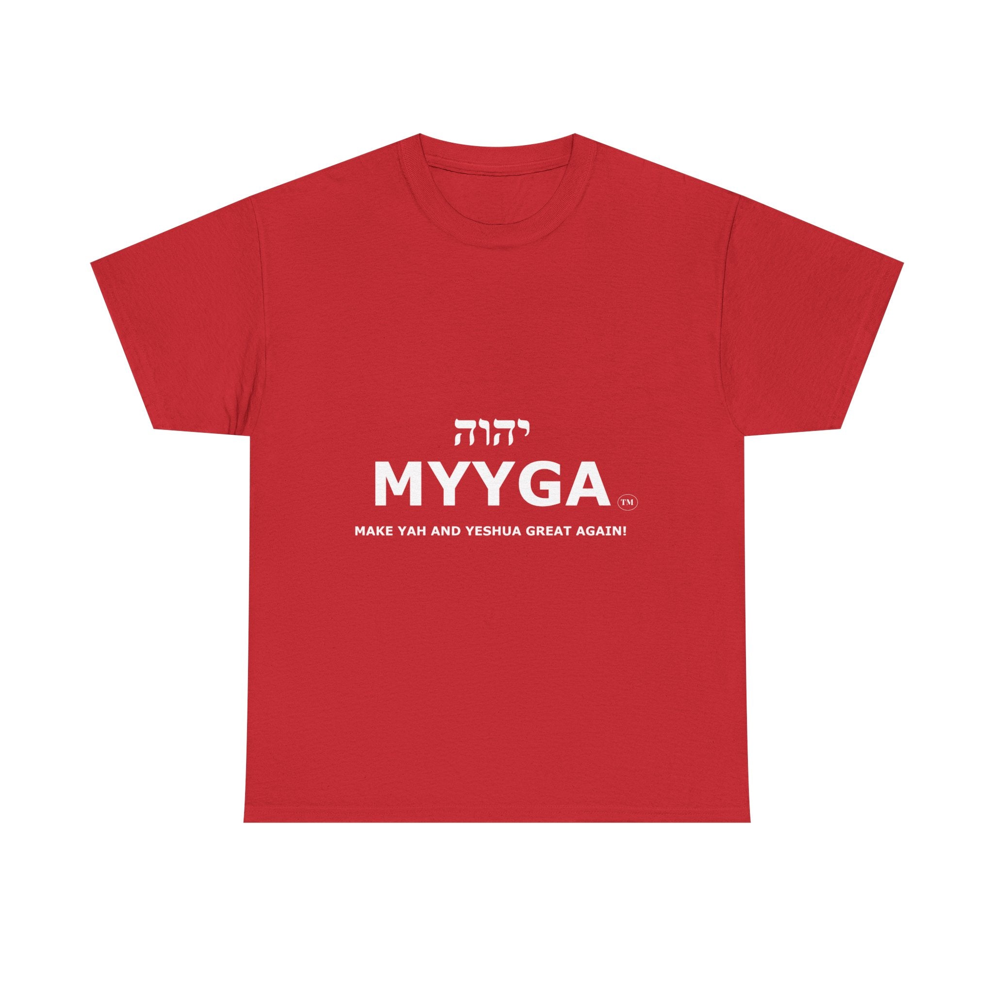 MYYGA - Make Yah And Yahshua Great Again - logo tee | Hebrew lettering graphic shirt