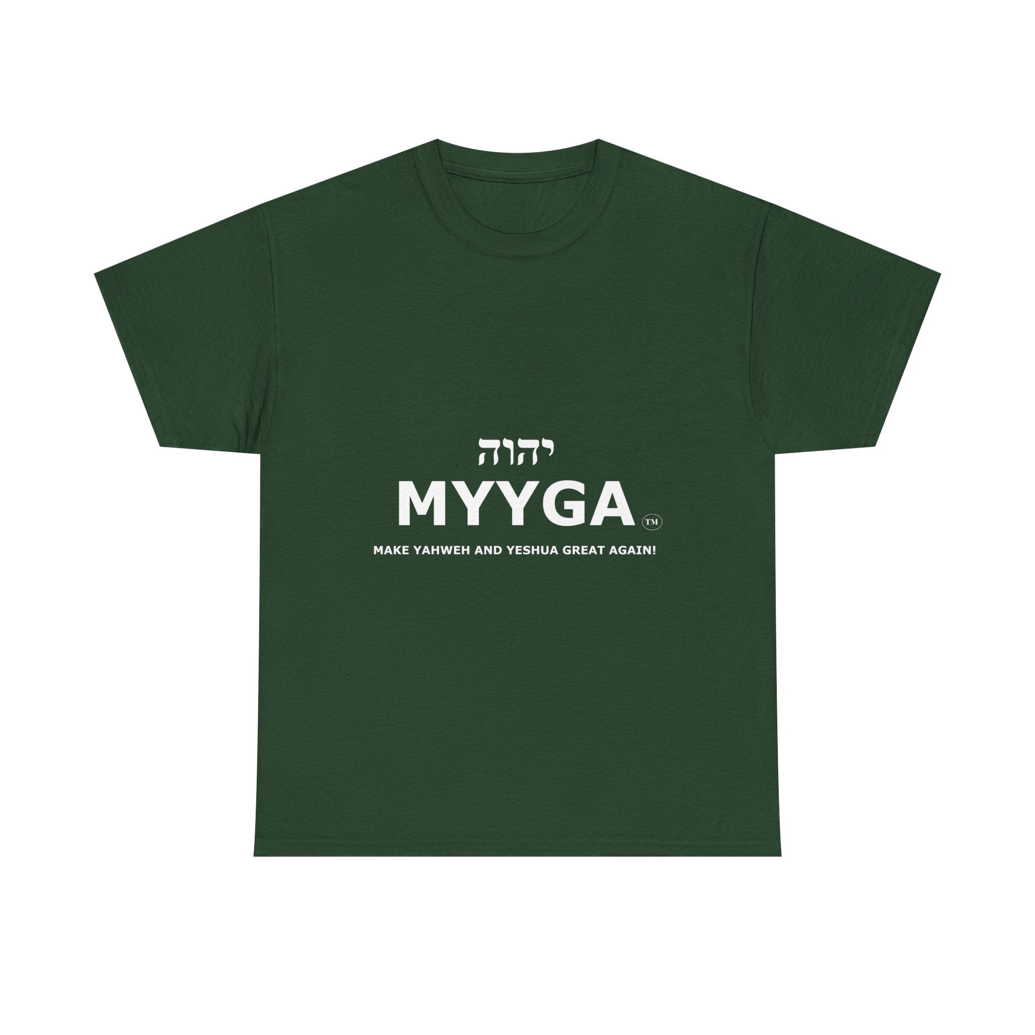 MYYGA - Make Yahweh And Yeshua Great Again - logo tee | Hebrew lettering graphic shirt