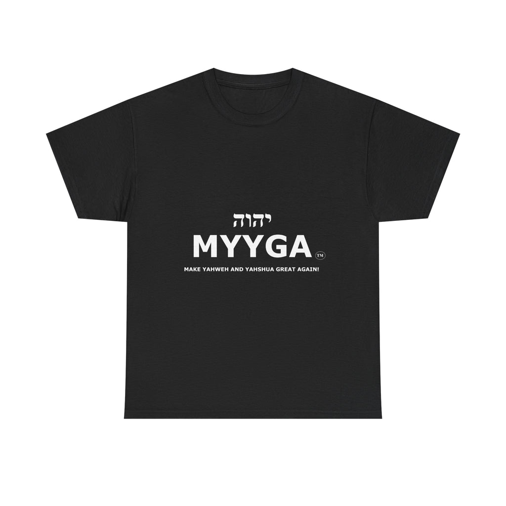 MYYGA - Make Yahweh And Yahshua Great Again - logo tee | Hebrew lettering graphic shirt