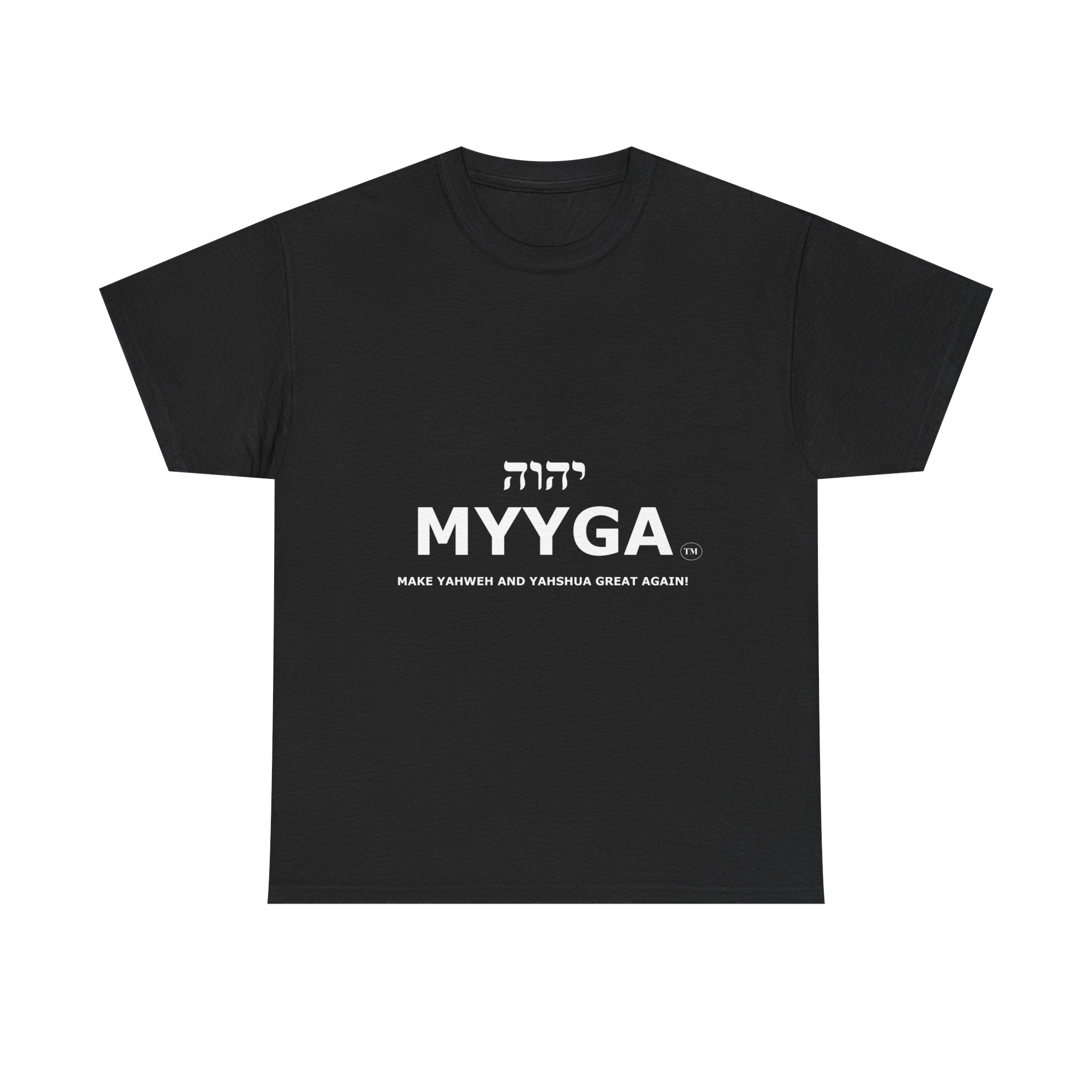 MYYGA - Make Yahweh And Yahshua Great Again - logo tee | Hebrew lettering graphic shirt