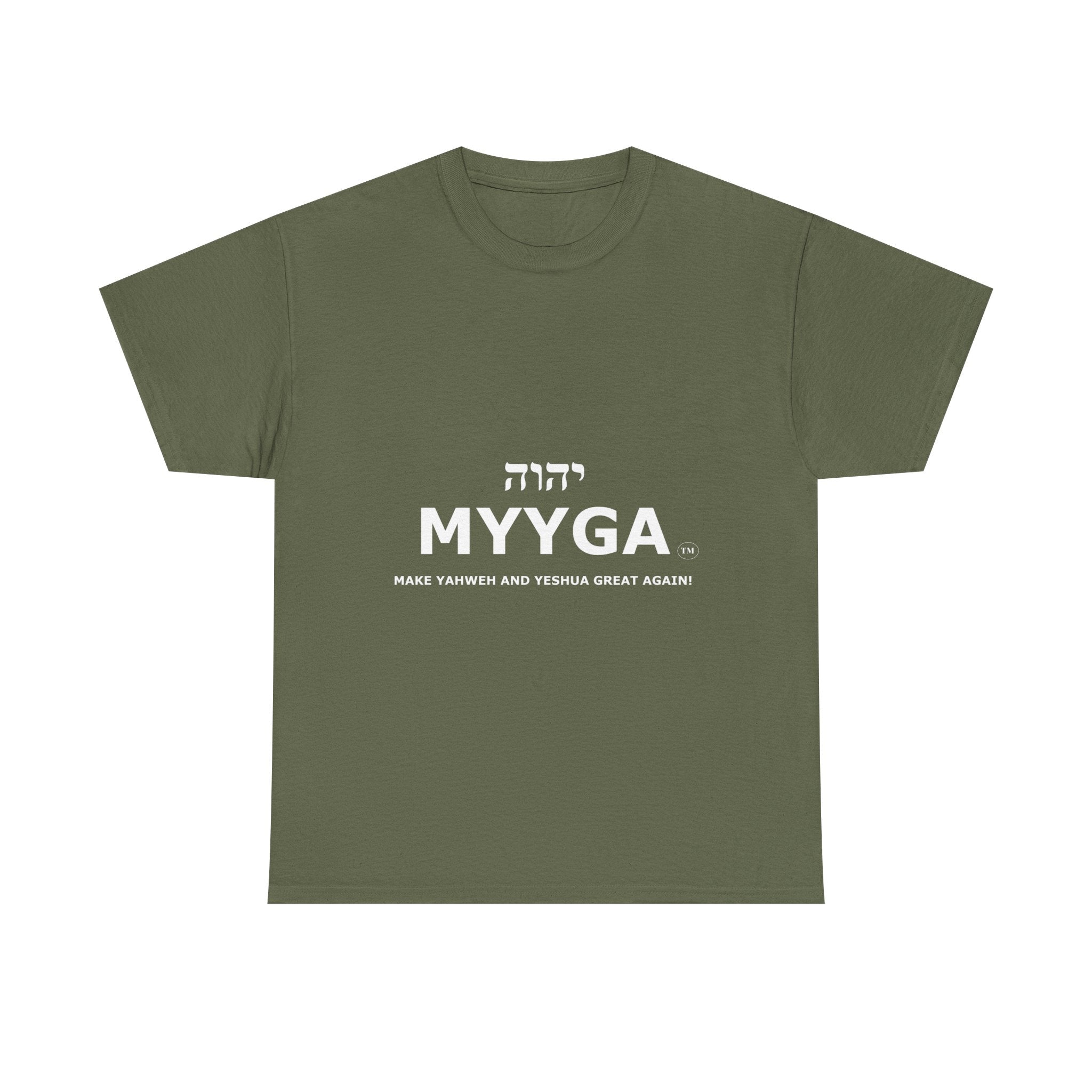 MYYGA - Make Yahweh And Yeshua Great Again - logo tee | Hebrew lettering graphic shirt
