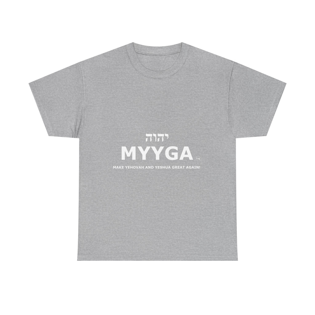 MYYGA - Make Yehovah And Yeshua Great Again - logo tee | Hebrew lettering graphic shirt