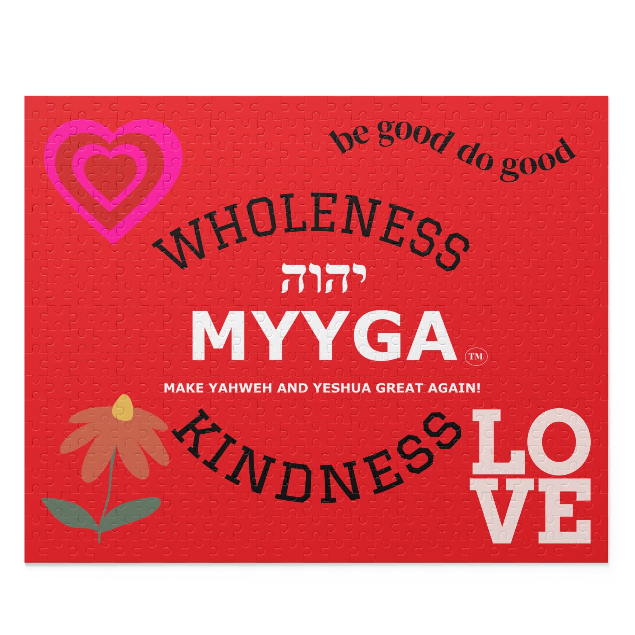 MYYGA - Make Yahweh And Yeshua Great Again - Puzzle | red logo Hebrew text, jigsaw