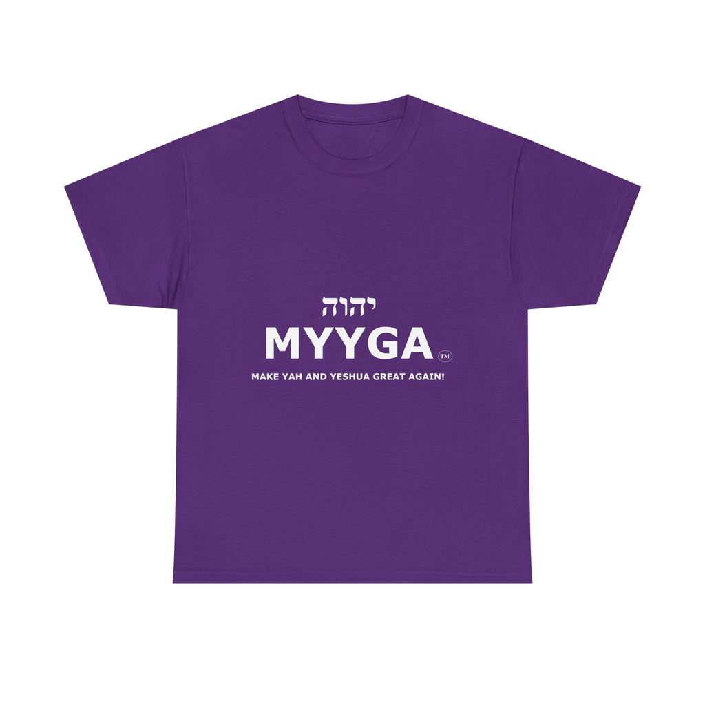 MYYGA - Make Yah And Yahshua Great Again - logo tee | Hebrew lettering graphic shirt