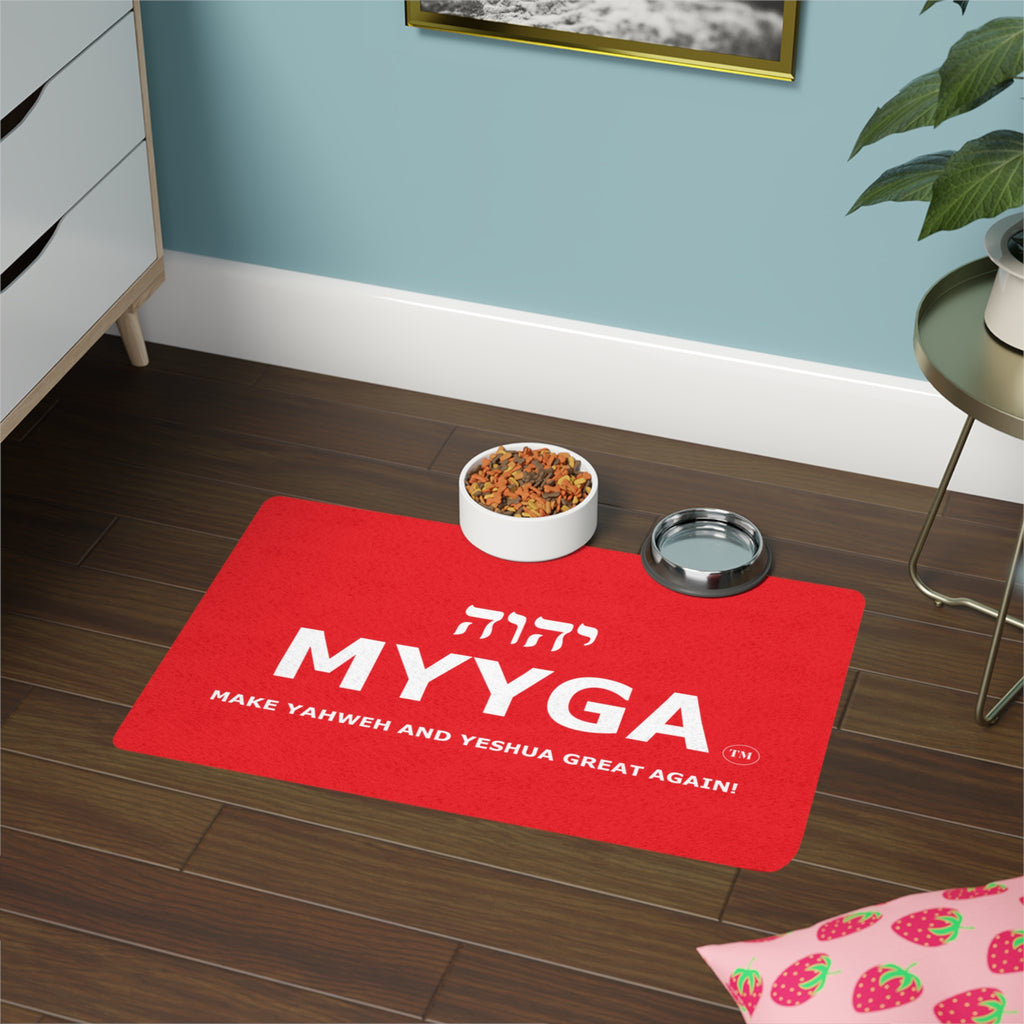MYYGA - Make Yahweh And Yeshua Great Again - logo pet food mat | placemat