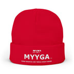 MYYGA - Make Yehovah And Yeshua Great Again - Embroidered Knit Beanie | Distressed Hebrew Accent