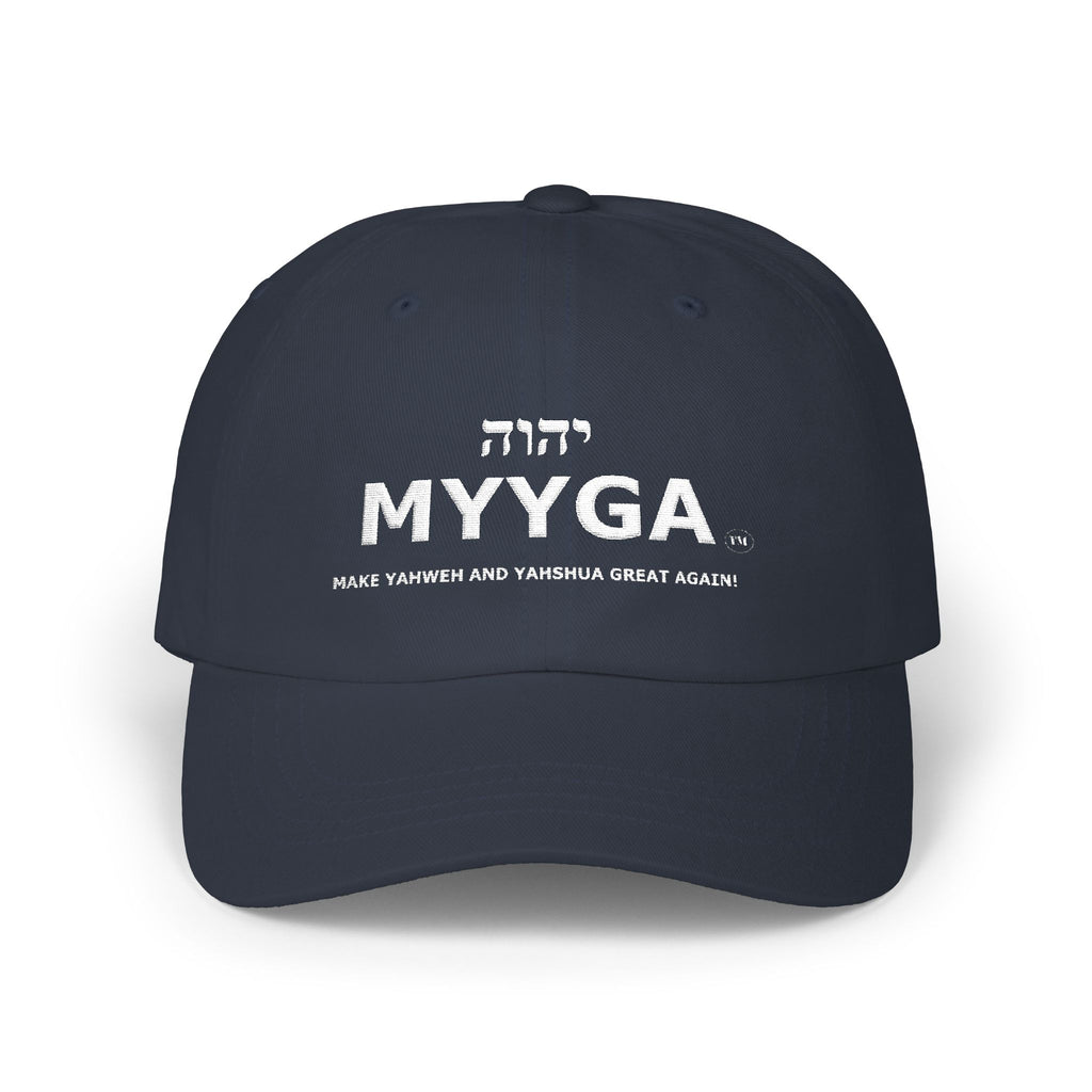 MYYGA - Make Yahweh And Yahshua Great Again - distressed logo Classic Dad Cap | vintage embroidered baseball hat