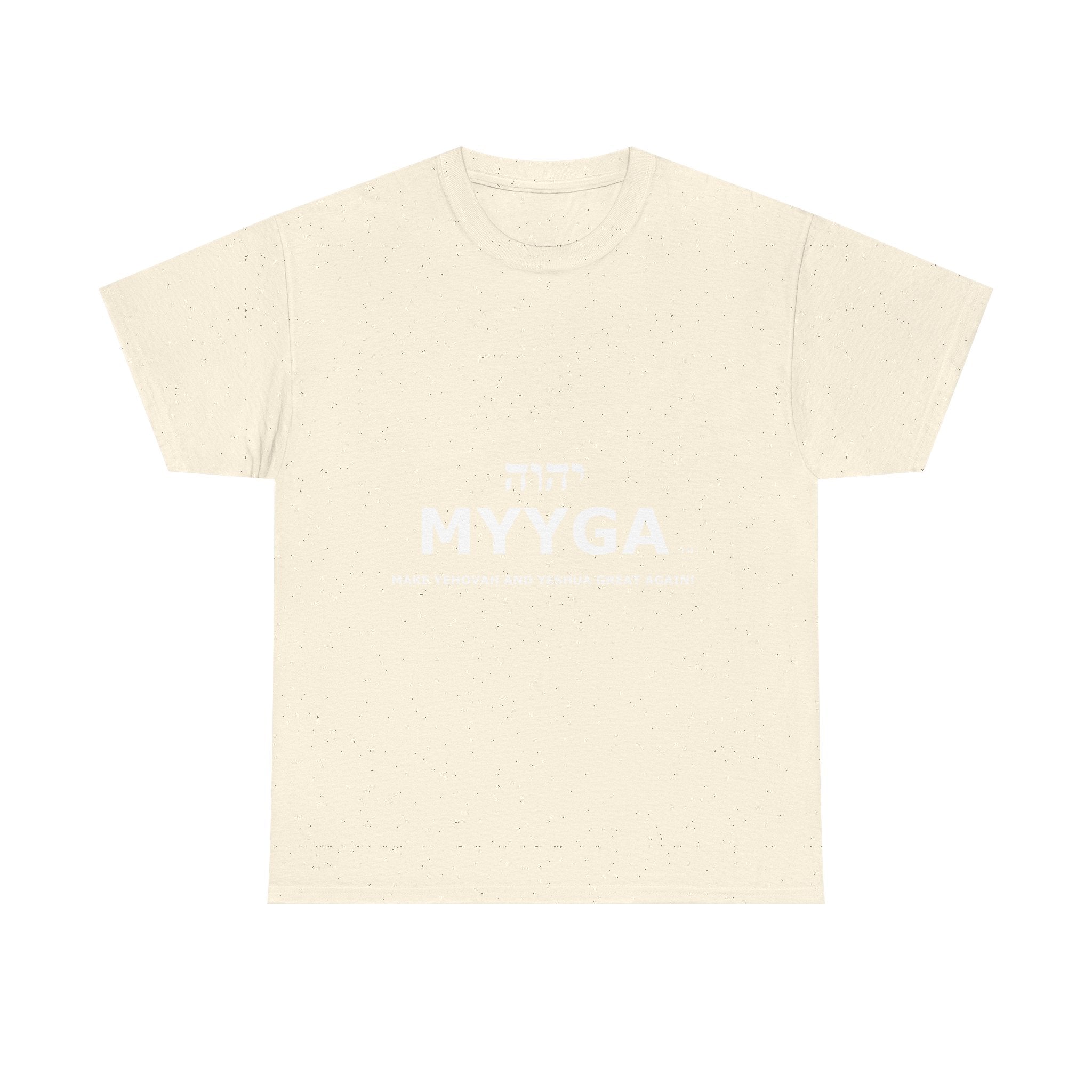 MYYGA - Make Yehovah And Yeshua Great Again - logo tee | Hebrew lettering graphic shirt