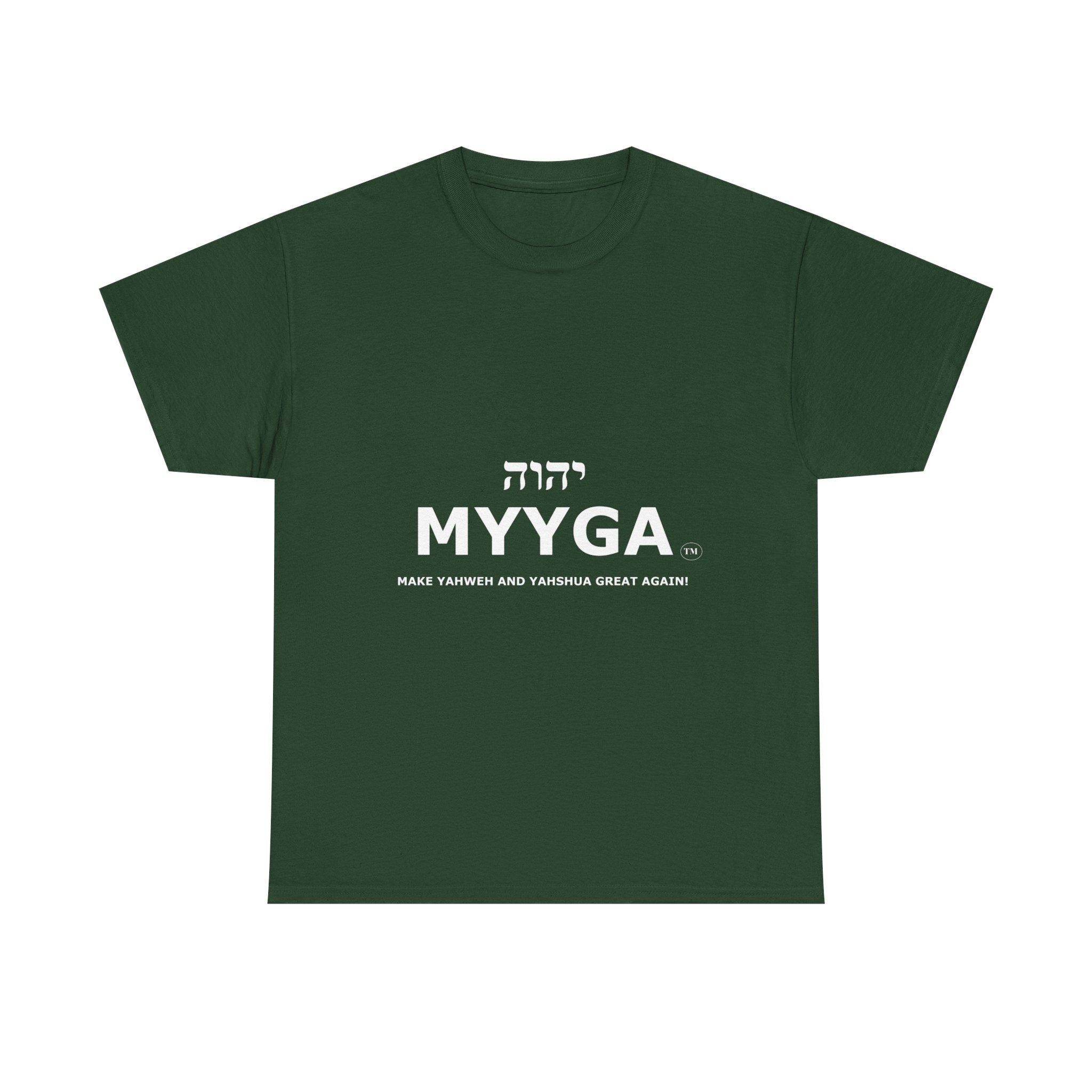 MYYGA - Make Yahweh And Yahshua Great Again - logo tee | Hebrew lettering graphic shirt