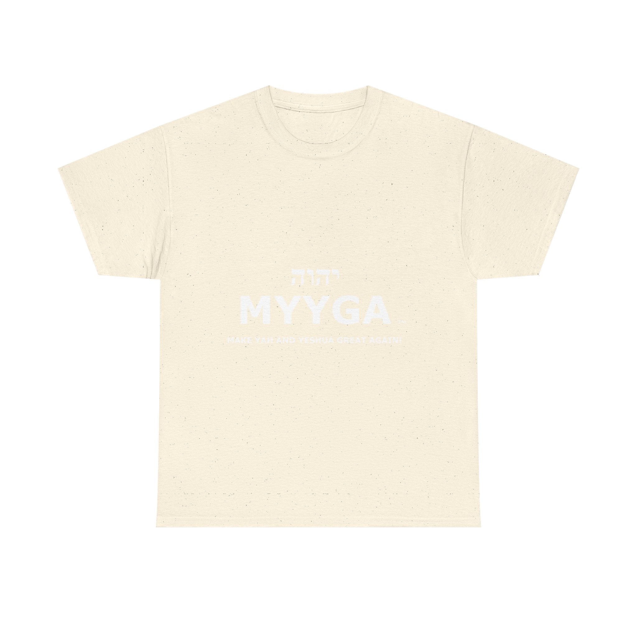MYYGA - Make Yah And Yahshua Great Again - logo tee | Hebrew lettering graphic shirt