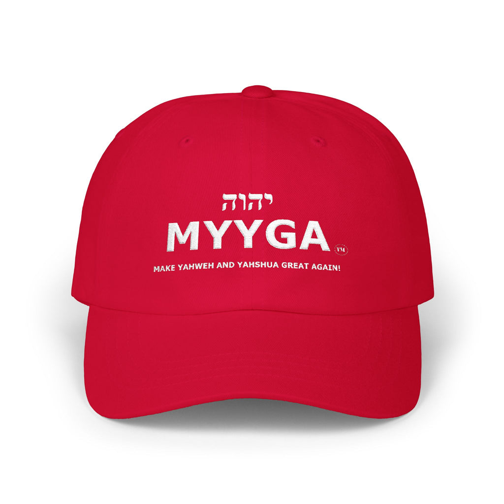 MYYGA - Make Yahweh And Yahshua Great Again - distressed logo Classic Dad Cap | vintage embroidered baseball hat
