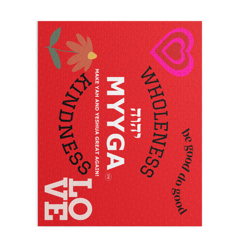 MYYGA - Make Yah And Yahshua Great Again - Puzzle | red logo Hebrew text, jigsaw