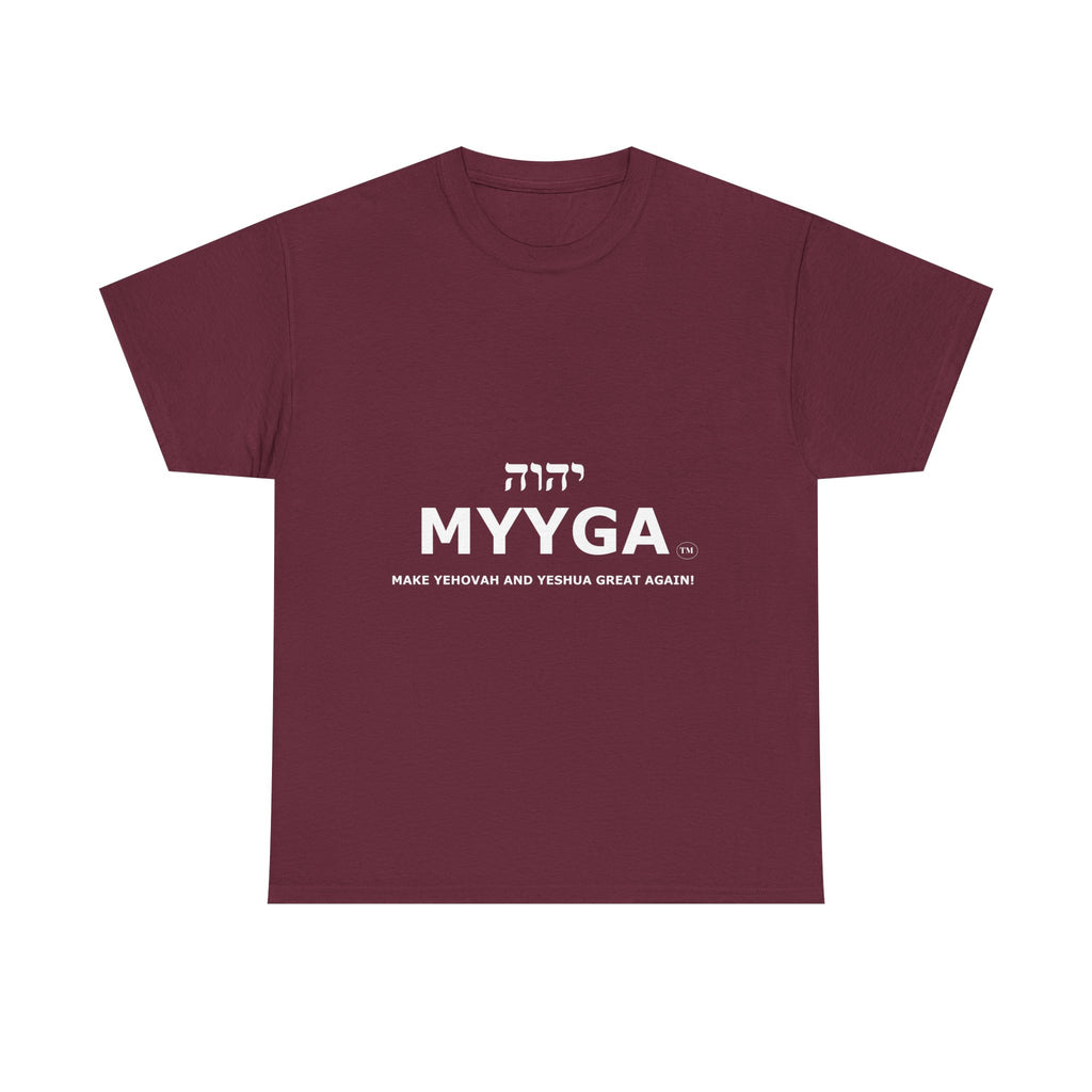 MYYGA - Make Yehovah And Yeshua Great Again - logo tee | Hebrew lettering graphic shirt