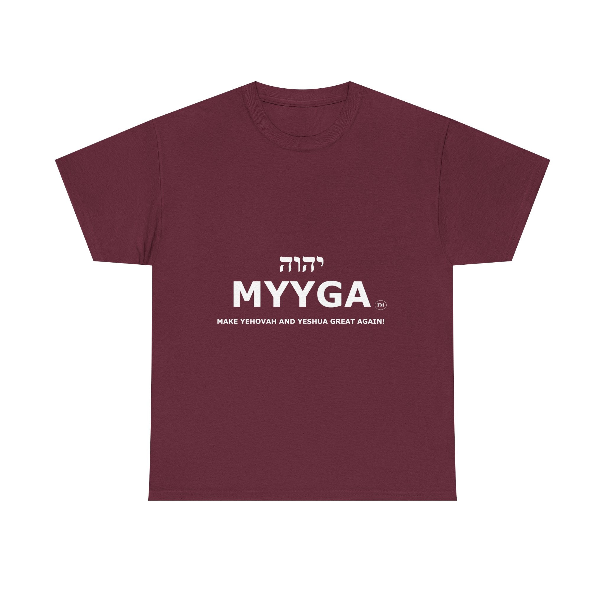 MYYGA - Make Yehovah And Yeshua Great Again - logo tee | Hebrew lettering graphic shirt